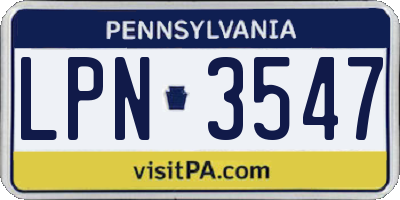 PA license plate LPN3547
