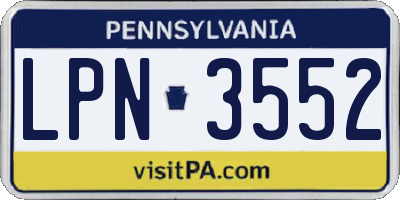 PA license plate LPN3552