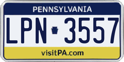 PA license plate LPN3557