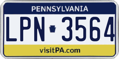 PA license plate LPN3564