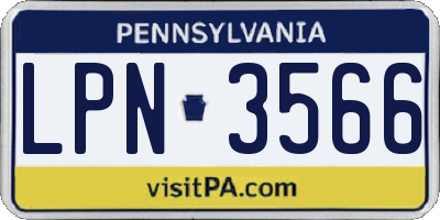 PA license plate LPN3566