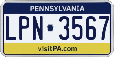 PA license plate LPN3567