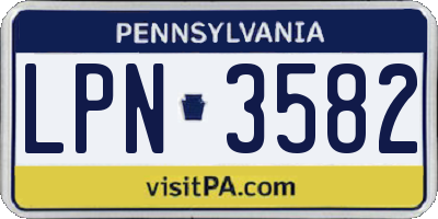 PA license plate LPN3582