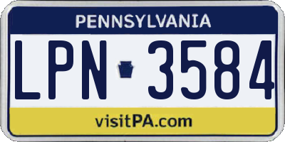 PA license plate LPN3584