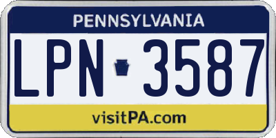 PA license plate LPN3587