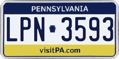 PA license plate LPN3593