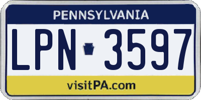 PA license plate LPN3597