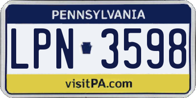 PA license plate LPN3598