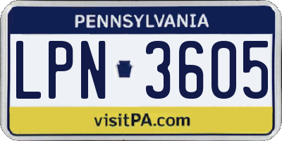 PA license plate LPN3605