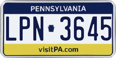 PA license plate LPN3645
