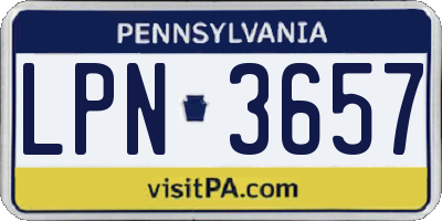 PA license plate LPN3657