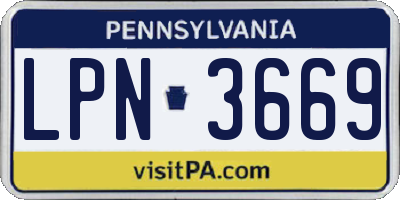 PA license plate LPN3669