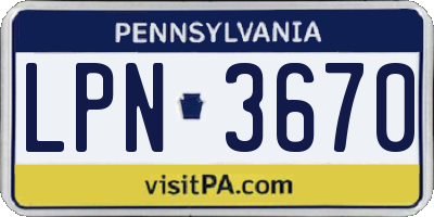 PA license plate LPN3670