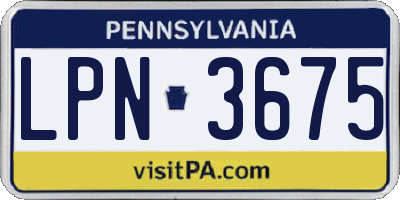 PA license plate LPN3675