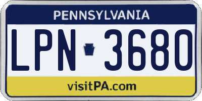 PA license plate LPN3680