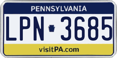 PA license plate LPN3685