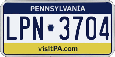 PA license plate LPN3704