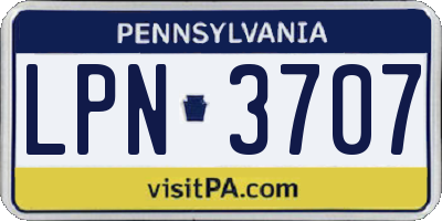 PA license plate LPN3707