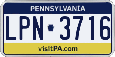 PA license plate LPN3716