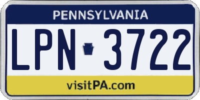 PA license plate LPN3722