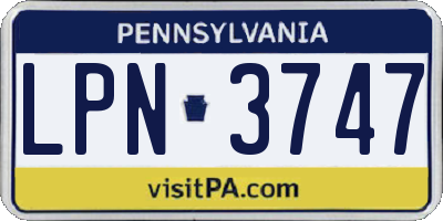PA license plate LPN3747