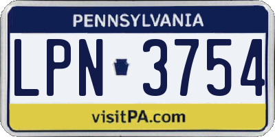 PA license plate LPN3754