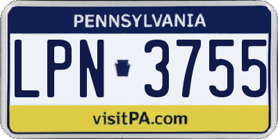 PA license plate LPN3755
