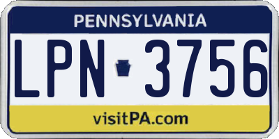 PA license plate LPN3756