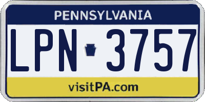 PA license plate LPN3757