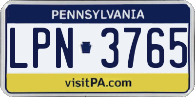PA license plate LPN3765
