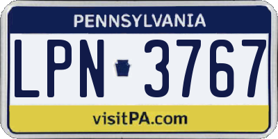 PA license plate LPN3767