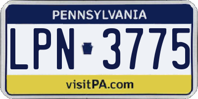 PA license plate LPN3775