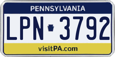 PA license plate LPN3792