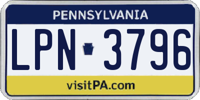 PA license plate LPN3796