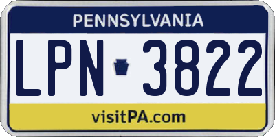 PA license plate LPN3822