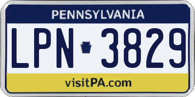 PA license plate LPN3829