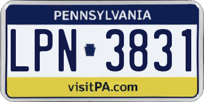 PA license plate LPN3831