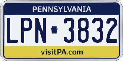 PA license plate LPN3832