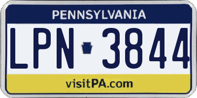 PA license plate LPN3844