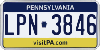 PA license plate LPN3846