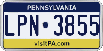 PA license plate LPN3855