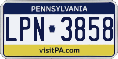 PA license plate LPN3858