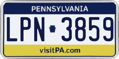 PA license plate LPN3859