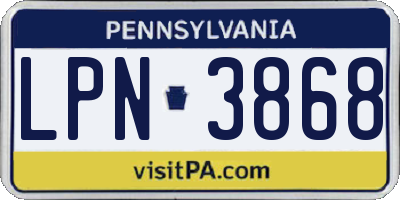 PA license plate LPN3868