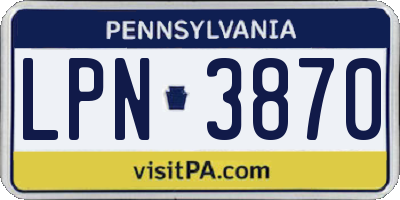 PA license plate LPN3870