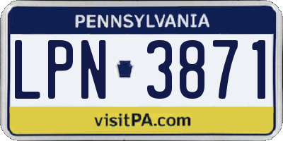 PA license plate LPN3871