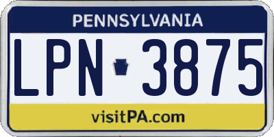 PA license plate LPN3875