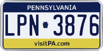 PA license plate LPN3876