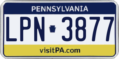 PA license plate LPN3877