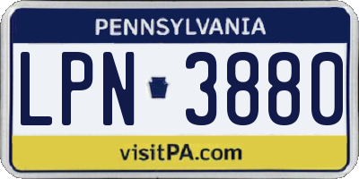 PA license plate LPN3880